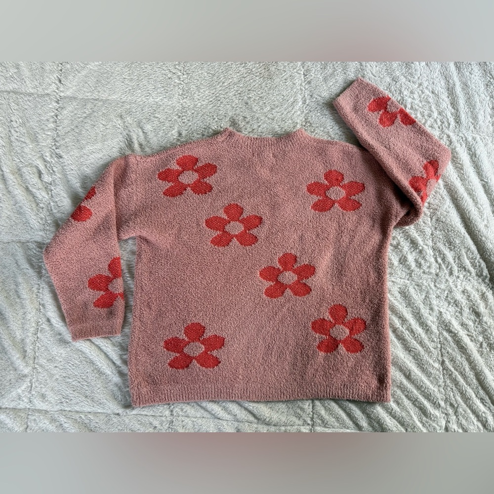 Altar’d State Sweater Women’s Small Floral Pink Peach Fuzzy Warm Soft Hippie - Picture 5 of 5
